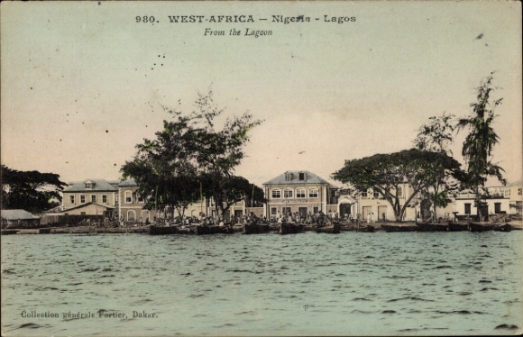 Ak Lagos Nigeria, uitzicht vanaf de lagune