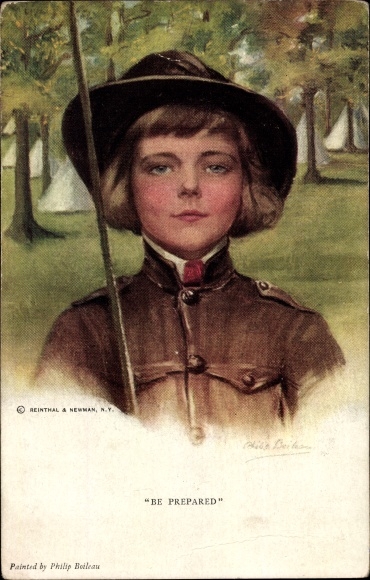 Kunstenaar ansichtkaart Boileau, P., Be Prepared, padvinder, portret