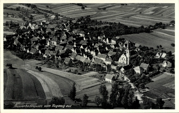 Postcard Massenbachhausen in Württemberg, aerial photograph