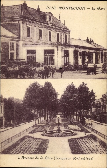 Ak Montluçon Allier, La Gare, L'Avenue de la Gare