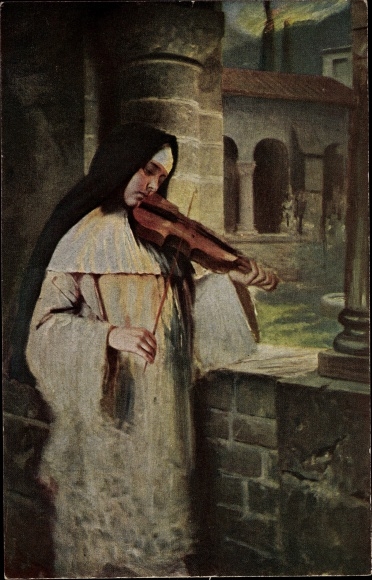 Artist PC Kaulbach, Hermann, Ave Maria, nun plays violin