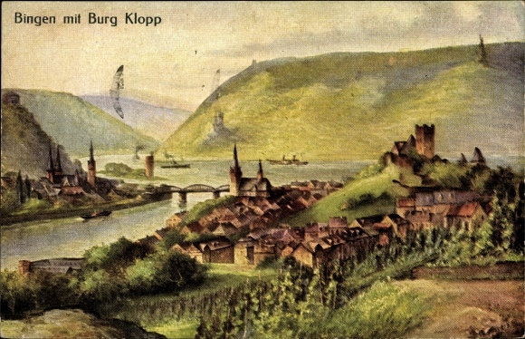Artist PC Bingen am Rhein, long shot with Klopp Castle, no. 5353