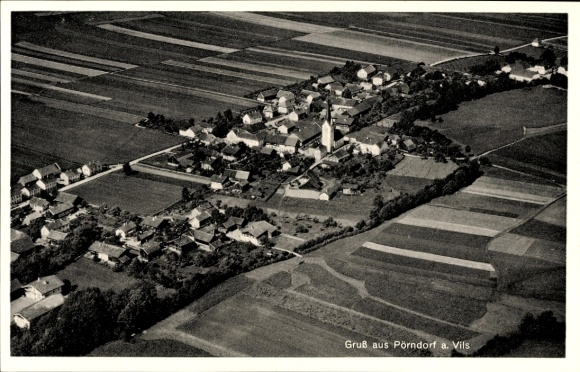 Postcard Pörndorf an der Vils Aldersbach in Lower Bavaria, aerial photograph