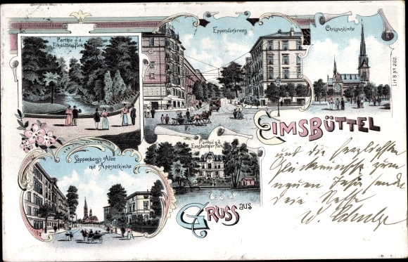 Chromo-Litho Hamburg Eimsbüttel, Lappenberg-Allee, Christ Church, parks