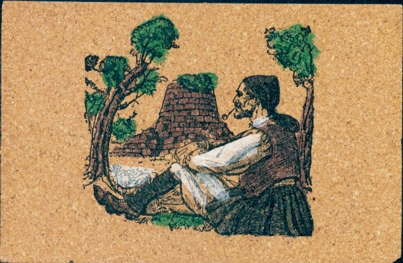 Leder Ak Sardegna, Mann in italienischer Tracht, Pfeife, Bauer