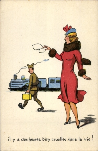 Artist Postcard There are very cruel hours in life, soldier, farewell