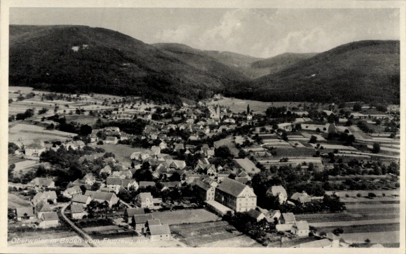 Postcard Oberweier Ettlingen in Baden, aerial photograph