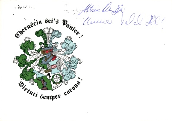 Studentika Postcard Berlin, Corps Cheruscia in the WSC, Ringstraße 89, coat of arms