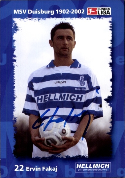 Autogrammkarte Fußballer Ervin Fakaj, MSV Duisburg, Autogramm
