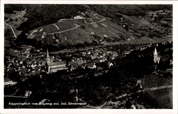 Postcard Kappelrodeck in the Black Forest, aerial photograph