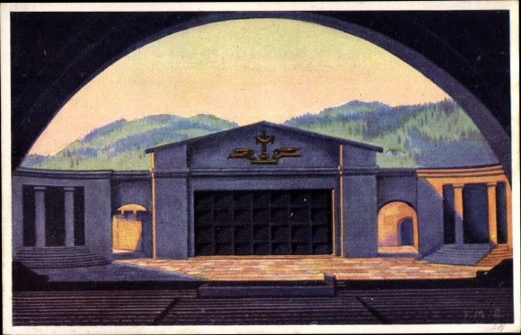Postwaardekaart Oberammergau in Opper-Beieren, Passiespel 1930, Paasionstheater, PP 125 C 1