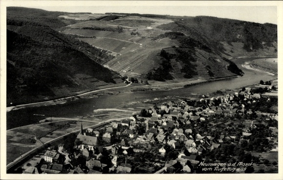 Postcard Neumagen on the Mosel, aerial photograph