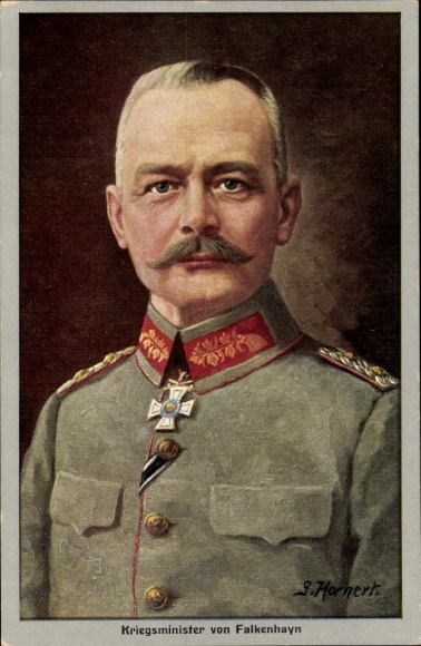 Künstler Ak Hornert, General Erich von Falkenhayn, Portrait