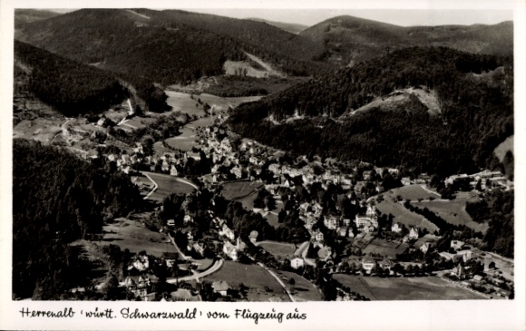 Postcard Bad Herrenalb in the Black Forest, aerial photograph
