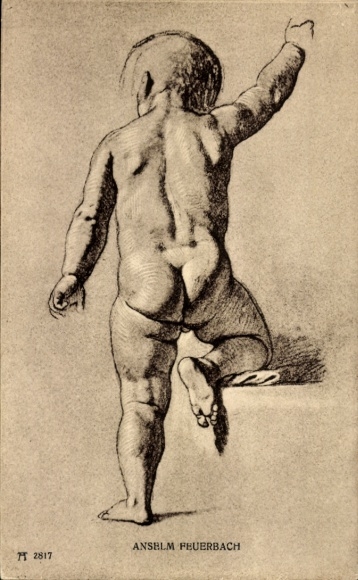 Artist Postcard Feuerbach, A., Naked Man