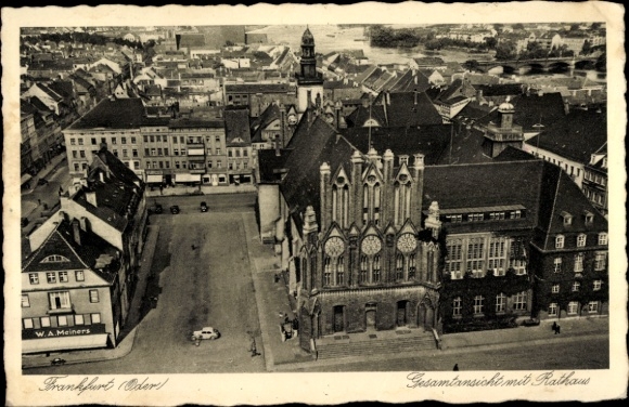 Postcard Frankfurt an der Oder, general view with town hall, aerial photograph