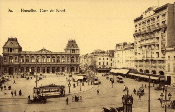 Postcard Brussels Brussels, Gare du Nord, tram