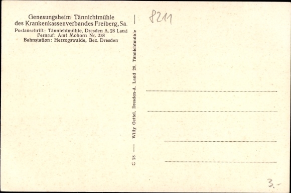 Ak Mohorn Wilsdruff Sachsen, herstellingsoord Tännichtmühle, terras