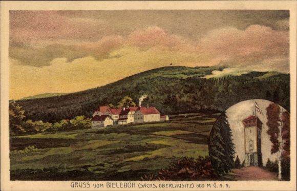 Ak Beiersdorf in der Oberlausitz, Bieleboh, Panorama, Turm