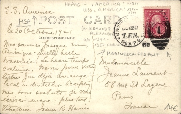Photo Postcard USS America, former HAPAG steamer Amerika