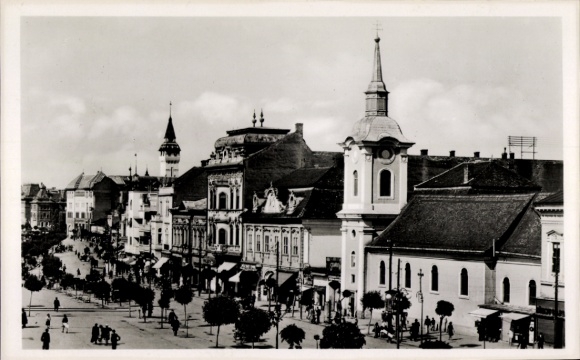 Ak Târgu Mureș Neumarkt am Mieresch Marosvásárhely Transsylvanië Roemenië, straatzicht