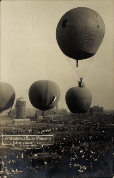 Postcard Berlin Wilmersdorf Schmargendorf, International Balloon Races October 1908