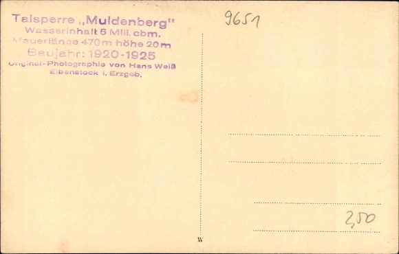 Postcard Muldenberg Grünbach im Vogtland, dam Muldenberg