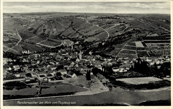 Postcard Randersacker am Main Lower Franconia, aerial photograph