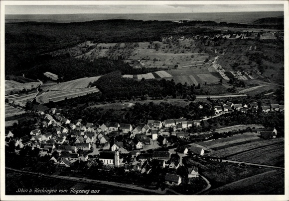 Postcard Stein Hechingen in the Zollernalb district, aerial photograph