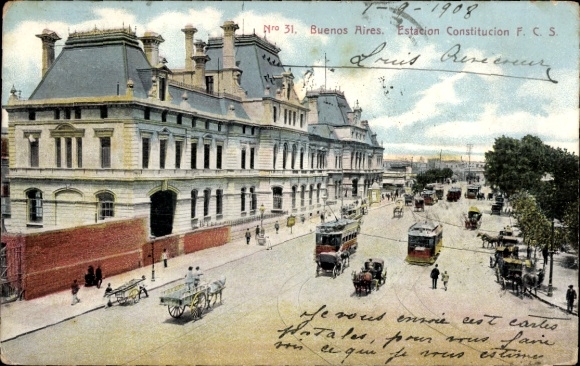 Postcard Buenos Aires Argentina, Estacion Constitucion FCS