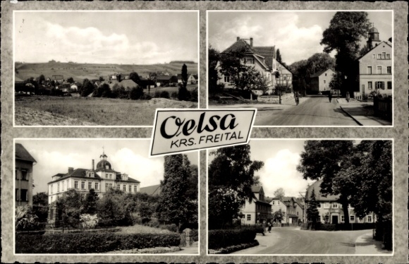 Postcard Freital in Saxony, various views of landscape, buildings