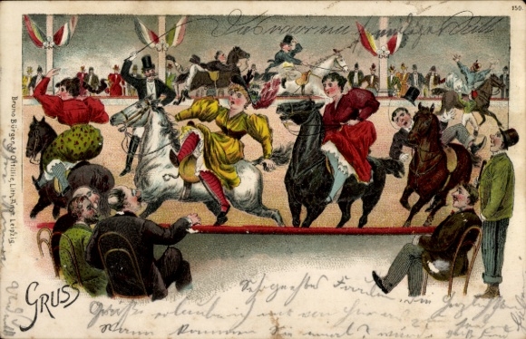 Chromo-Litho riders in a circus ring