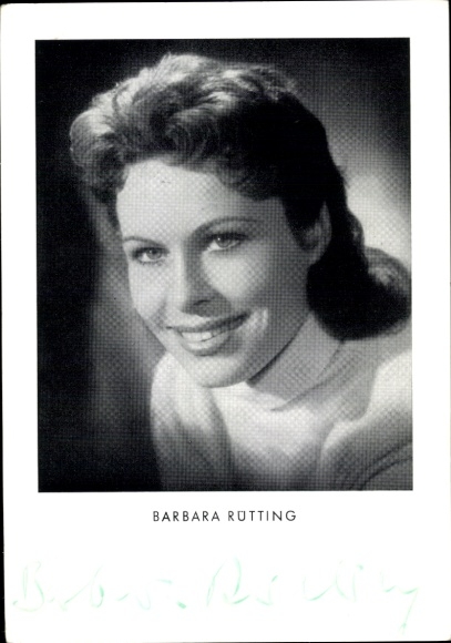 Postcard actress Barbara Rütting, portrait, autograph, film Canaris