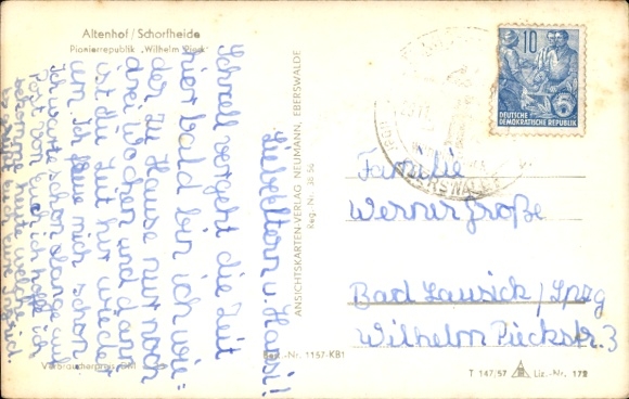 Postcard Altenhof Schorfheide on Lake Werbellin, Pioneer Republic Wilhelm Pieck
