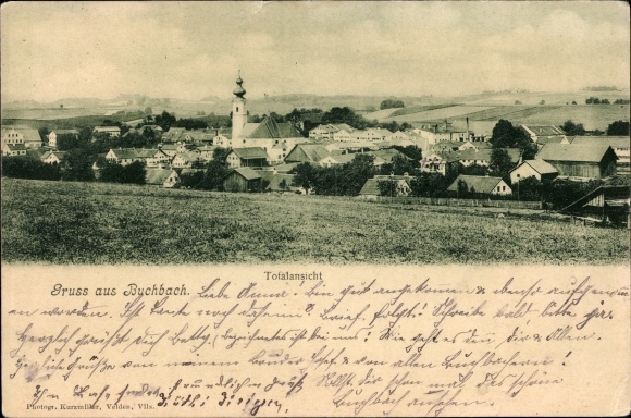 Postcard Buchbach in Oberbayern, total view of the village