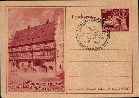 Ganzsachen Ak Hanau am Main Hessen, Das deutsche Goldschmiedehaus der Stadt