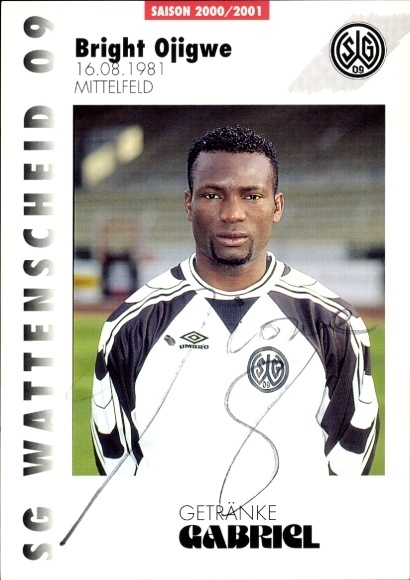 Autograph card footballer Bright Ojigwe, SG Wattenscheid 09, autograph