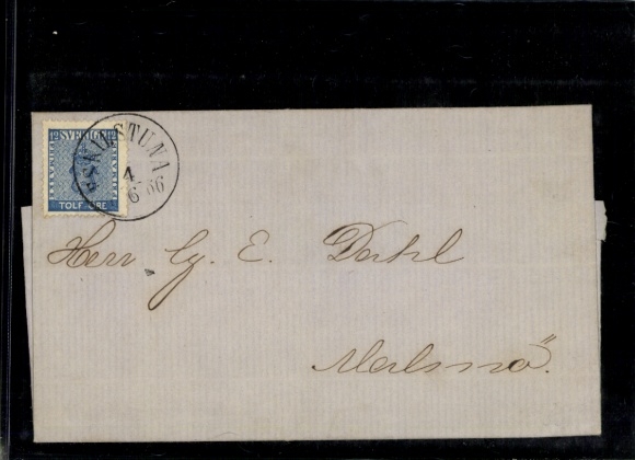 Michel No. 8 "Eskilstuna 1866", complete folded letter