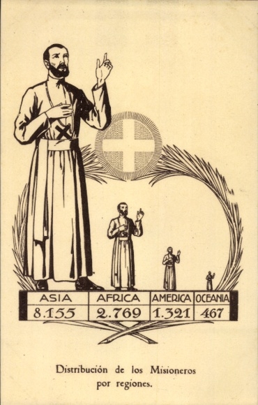 Postcard Mission, distribution of missionaries by region