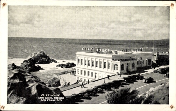 Ak San Francisco Californië VS, Cliff House, Seal Rocks, gebouw, restaurant