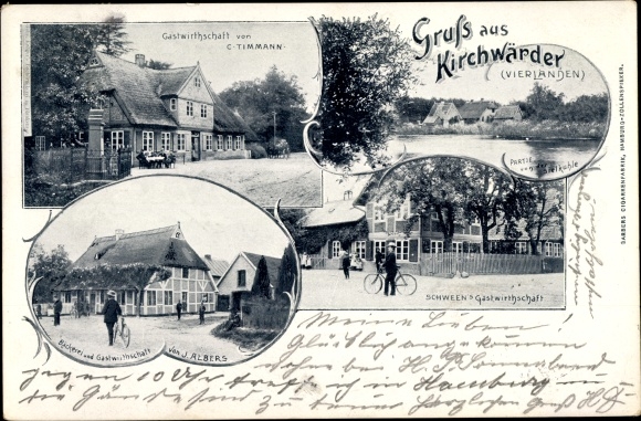 Postcard Hamburg Kirchwerder, restaurant, bakery, bicycles