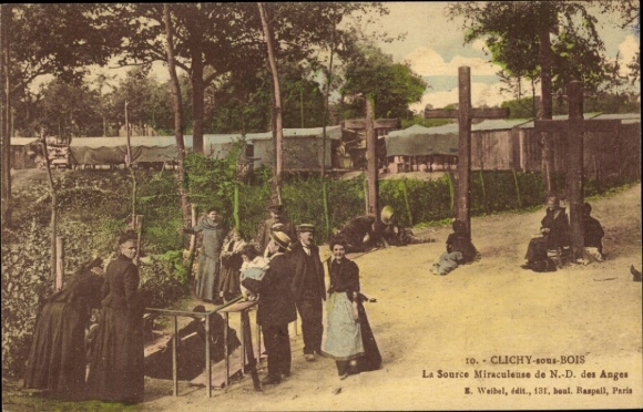 Ak Clichy sous Bois Seine Saint Denis, Source Miraculeuse de Notre Dame des Anges, Kreuze