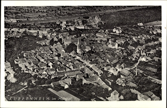 Ak Kuppenheim im Murgtal Schwarzwald, Luftaufnahme von  Häuser, Bäume, Landschaft