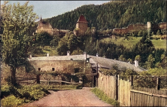 Postcard Friesach in Carinthia, ruin Petersberg