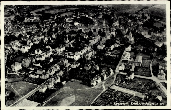 Postcard Eibenstock in the Ore Mountains of Saxony, aerial photograph