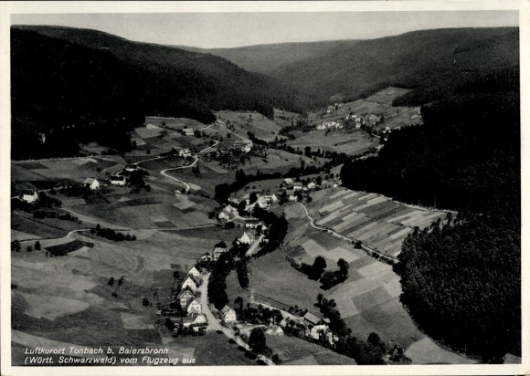 Ak Tonbach Baiersbronn im Schwarzwald, Luftkurort Tonbach, Landschaftsaufnahme vom Flugzeug