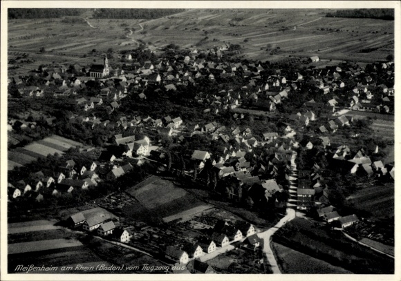 Postcard Meißenheim am Rhein Baden, aerial photograph