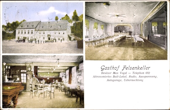Ak Jahnsdorf im Erzgebirge, Gasthof Felsenkeller, Saal
