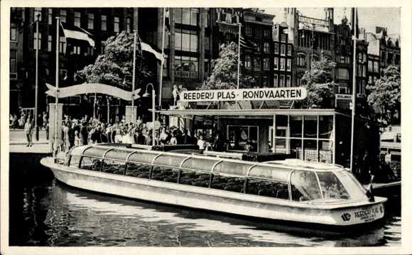 KP Amsterdam Północna Holandia Holandia, Reederij Plas, Damrak, łódź panoramiczna