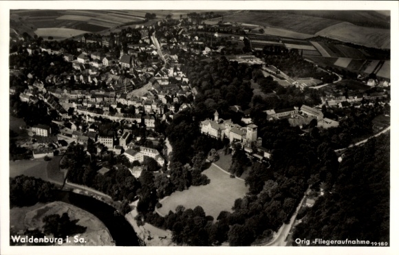 Postcard Waldenburg in Saxony, general view, aerial photograph